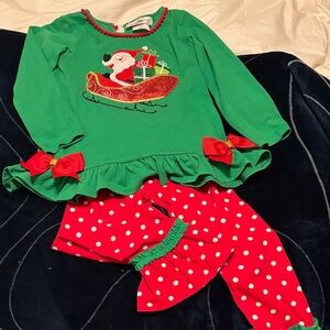 Rare Editions Green and Red Santa Kids Matching Set